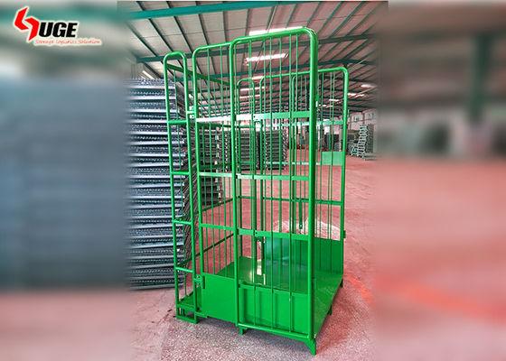 Green Powder Coated Roll Container Xe đẩy, Xe đẩy lồng di động